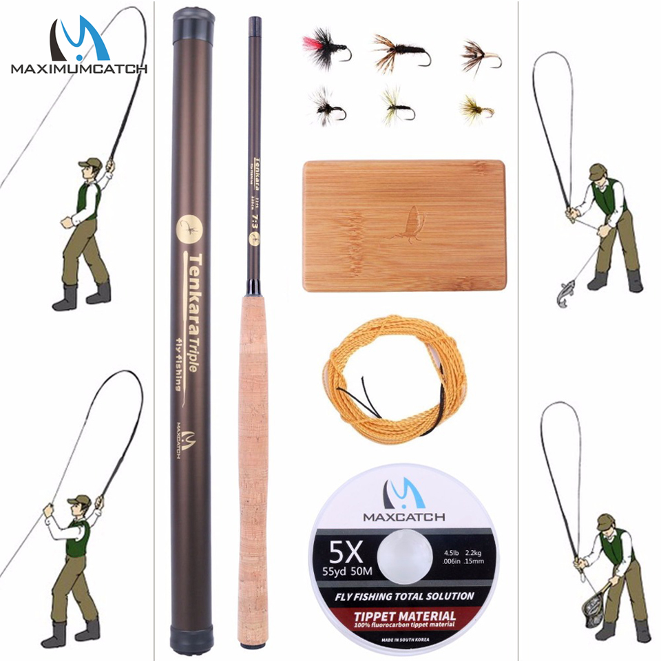 Fishing Rod Ice - Maximumcatch-カーボンファイバーフライ釣り竿,im10/36t,9〜13フィート,木製ボックス,フライ