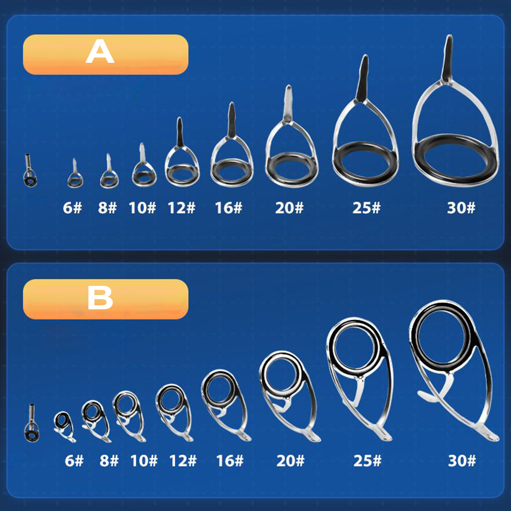 Fishing Rod Guide Replacement - セラミックフィッシングロッド,トップ交換リング,チップ,アイケア,修理,建物,ステンレスキット,9個