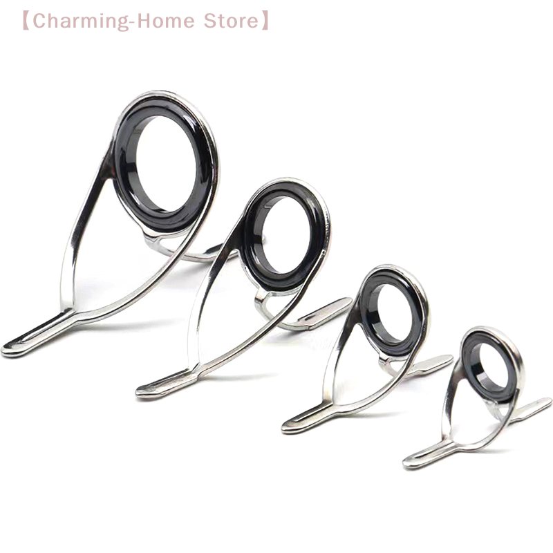 Fishing Rod Guide Replacement - 【M】4個入りステンレス製釣り竿修理キット、ガイドリングチップセット、ポールサークルアイワイヤー ループ交換部品（タックル修理用）