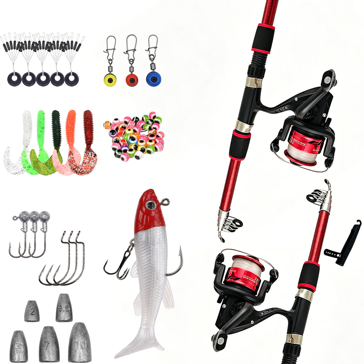 スピニング釣り竿とリールコンボセット1.8M伸縮式ロッド、5 - Fishing Rod Combo のレビューと価格