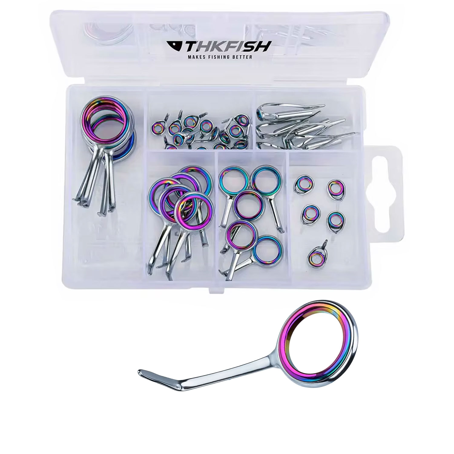 ステンレス鋼の釣り竿ガイド,40個,釣り竿ガイド,チップトッ - Fishing Rod Guide Replacement のレビューと価格